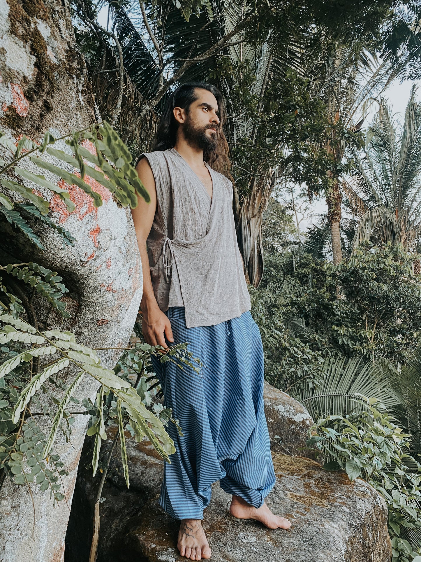 Calça Goa Shiva - Listrado Ecológico Azul