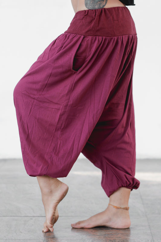 Thai Pants with Linen - Wine